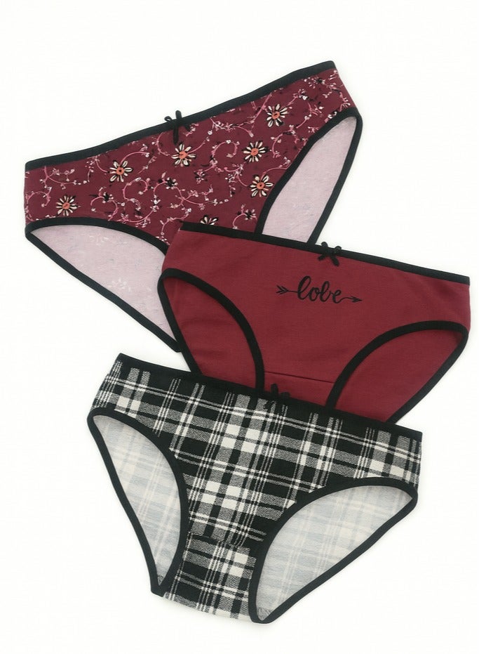 Vanilla Pack of 3 Women's Colorful Printed Bikini Cotton Panties By VNL - Image 3