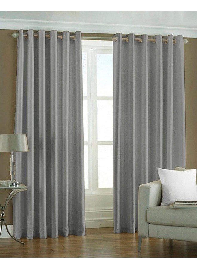 Galaxy Home Decor Solid Plain Curtains for Door 7 Feet, Pack of 2, Grey - Image 1