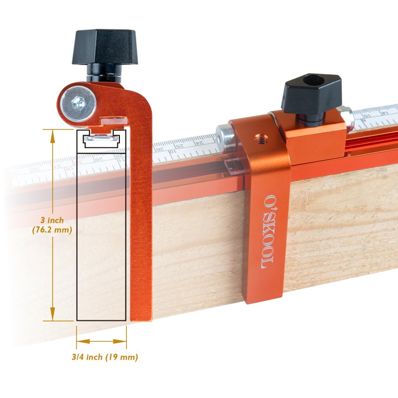 O'SKOOL 3-Inch T-Track Adjustable Fence Flip Stop Repeater with Indexing Cursor, TTK015 - Image 3
