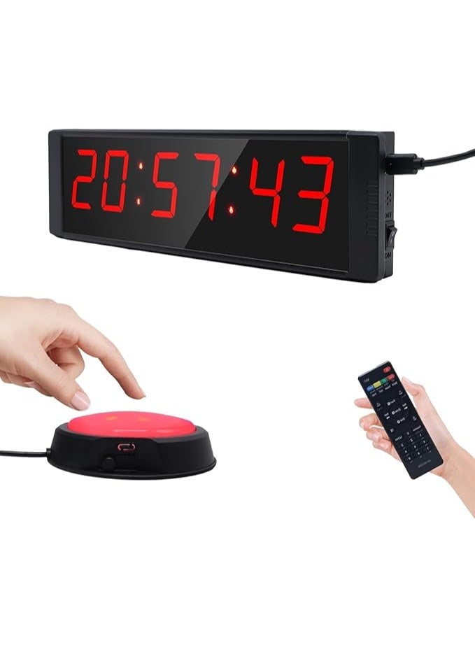 LED Countdown Timer with Button, Digital Wall Stopwatch Timer, Gym Timer Clock for Home Gym, Interval Timer for Workout, Large Stop Clock Timer for Sports, Running, Study, Fitness - Image 1