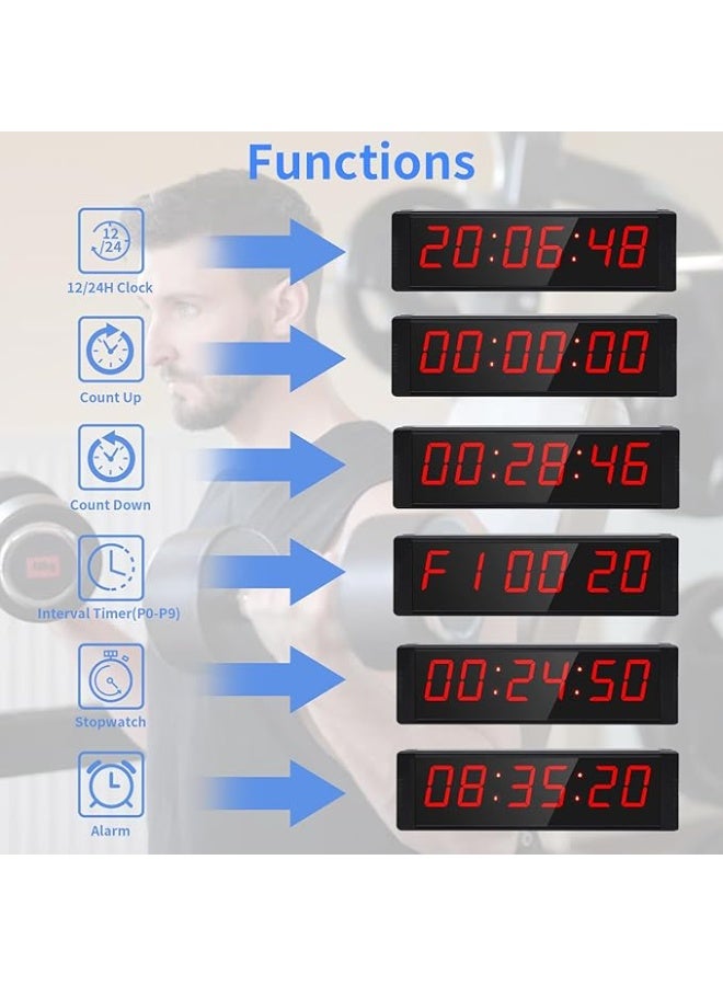 LED Countdown Timer with Button, Digital Wall Stopwatch Timer, Gym Timer Clock for Home Gym, Interval Timer for Workout, Large Stop Clock Timer for Sports, Running, Study, Fitness - Image 5