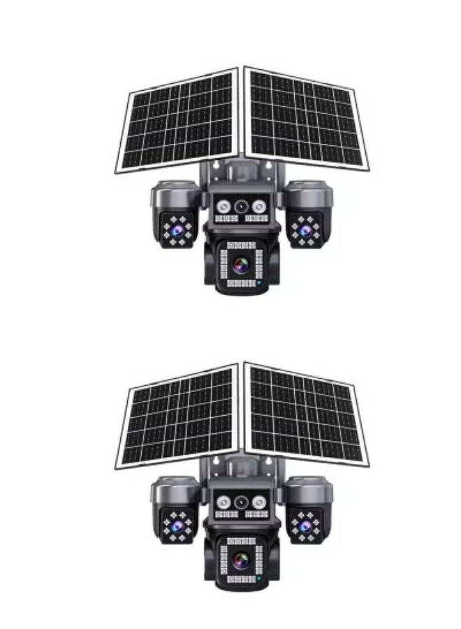 JAJEEK 2 Pcs 20MP 8K Ultra HD 4G Solar Security Camera System, 360° 4-Lens Outdoor Smart CCTV with AI Human Detection, PIR Motion Sensor, Color Night Vision, 2-Way Audio, Waterproof PTZ, 64GB SD Card - Image 3