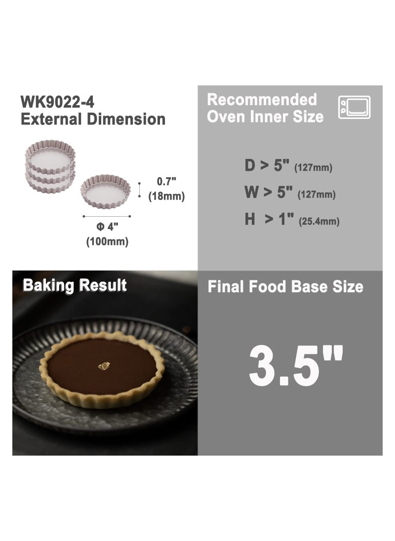 chefmade - Mini Tart Pan Set 4 Inch 4Pcs with Removable Loose Bottom - Image 1