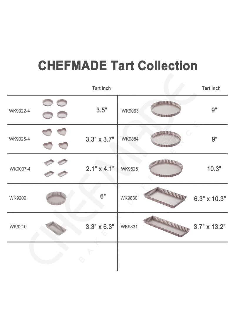 chefmade - Mini Tart Pan Set 4 Inch 4Pcs with Removable Loose Bottom - Image 1