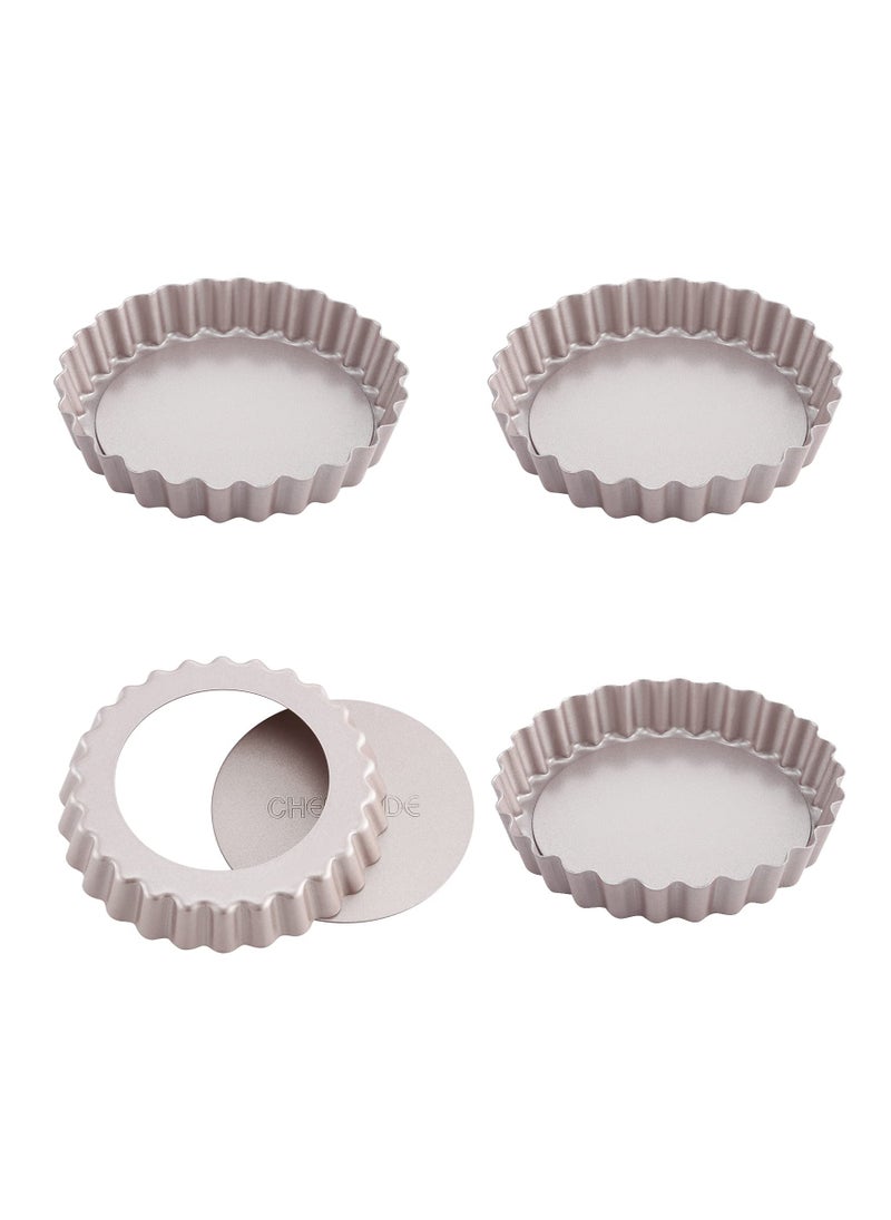 chefmade - Mini Tart Pan Set 4 Inch 4Pcs with Removable Loose Bottom - Image 1