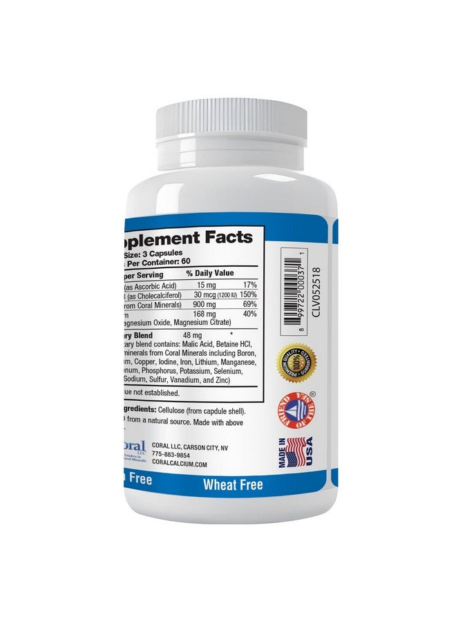 Coral White Coral Complex 3 - Coral Calcium 900 mg with Vitamin D3 1200 IU and Magnesium168 mg - 180 Vegetarian Capsules - Image 4