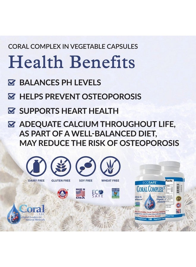 Coral White Coral Complex 3 - Coral Calcium 900 mg with Vitamin D3 1200 IU and Magnesium168 mg - 180 Vegetarian Capsules - Image 3