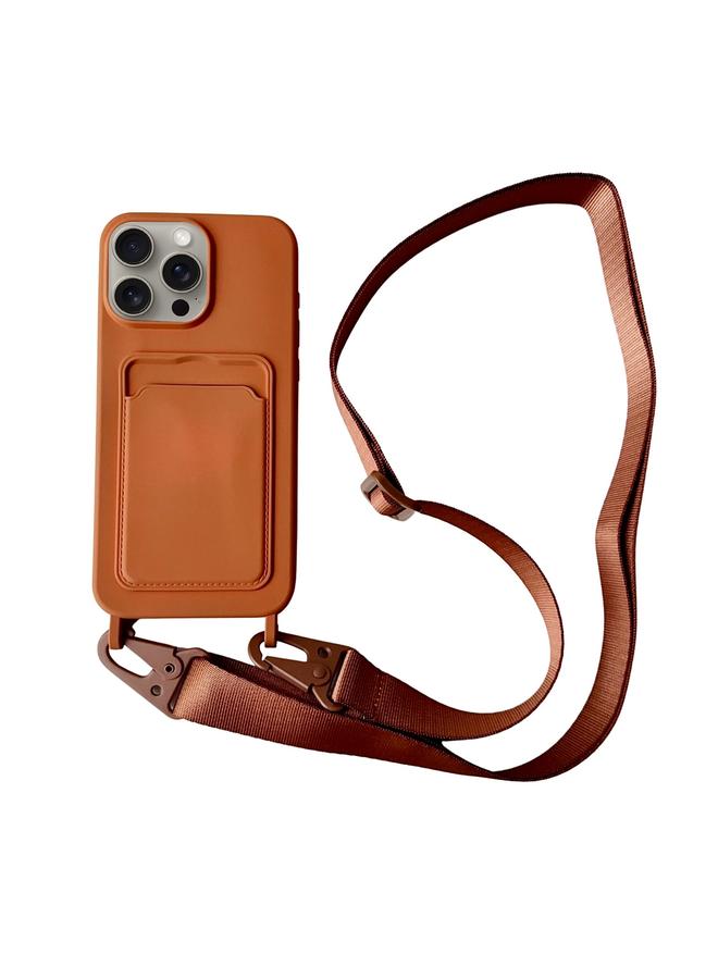 S-TOP Case For iPhone 15 Pro Max Card Slot Liquid Silicone Phone Case with Lanyard - Image 1