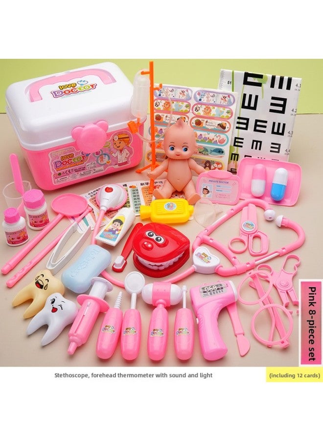 مجموعة ألعاب الطبيب الصغيرة للأطفال من Direct Supply صندوق حقن طبي للفتيات والممرضات والأولاد للعب في المنزل - اللون: صندوق تخزين المسحوق مجموعة مكونة من 48 قطعة 【تغليف التجارة الإلكترونية، صندوق غير ملون】】 - المواصفات: أضف 【مسحوق】 بدلة طبيب بأكمام طويلة قطعتين - Image 1