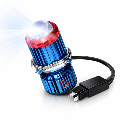 OBEROI'S TRADERS Super Bright H4 Fitting CYT Led Headlight Lens Projector Bulb | White and Yellow | High and Low Beam | With Cooling Fan For All Bikes, ATV and Scooters - Image 1