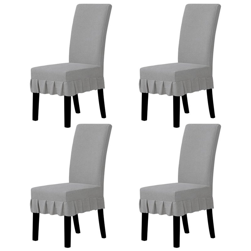 Easy-Going EasyGoing Dining Chair Covers Stretch Parsons Chair Slipcover with Skirt Chair Covers for Dining Room Restaurant Banquet 4 PCS Light Gray