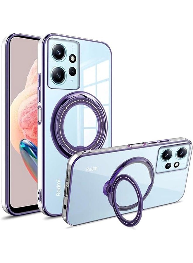 Xiaomi 13 Pro Case, Rotating Magnetic Bracket Built-in Kickstand, Shockproof Protective,  Transparent Electroplated Chrome Case Back Cover with Camera Protection Case For Xiaomi 13 Pro Cover (Purple) - Image 1