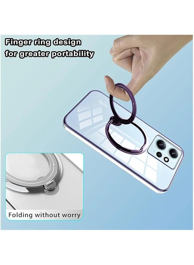 Xiaomi 13 Pro Case, Rotating Magnetic Bracket Built-in Kickstand, Shockproof Protective,  Transparent Electroplated Chrome Case Back Cover with Camera Protection Case For Xiaomi 13 Pro Cover (Purple) - Image 3