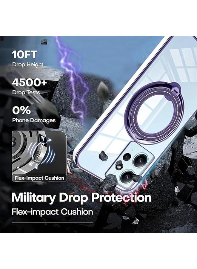 Xiaomi 13 Pro Case, Rotating Magnetic Bracket Built-in Kickstand, Shockproof Protective,  Transparent Electroplated Chrome Case Back Cover with Camera Protection Case For Xiaomi 13 Pro Cover (Purple) - Image 2