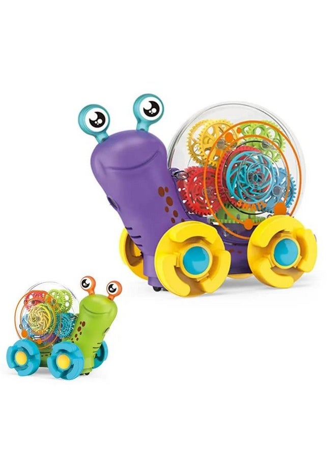 Kiti Kits KITI KITS Transparent Gear Snail Toys 360 Degree Rotating Musical Flashing Light Projection Snail Car Toys for Children  - Image 1