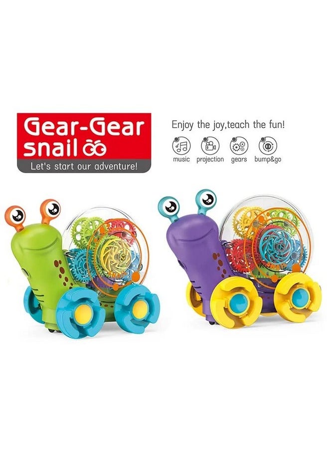 Kiti Kits KITI KITS Transparent Gear Snail Toys 360 Degree Rotating Musical Flashing Light Projection Snail Car Toys for Children  - Image 2