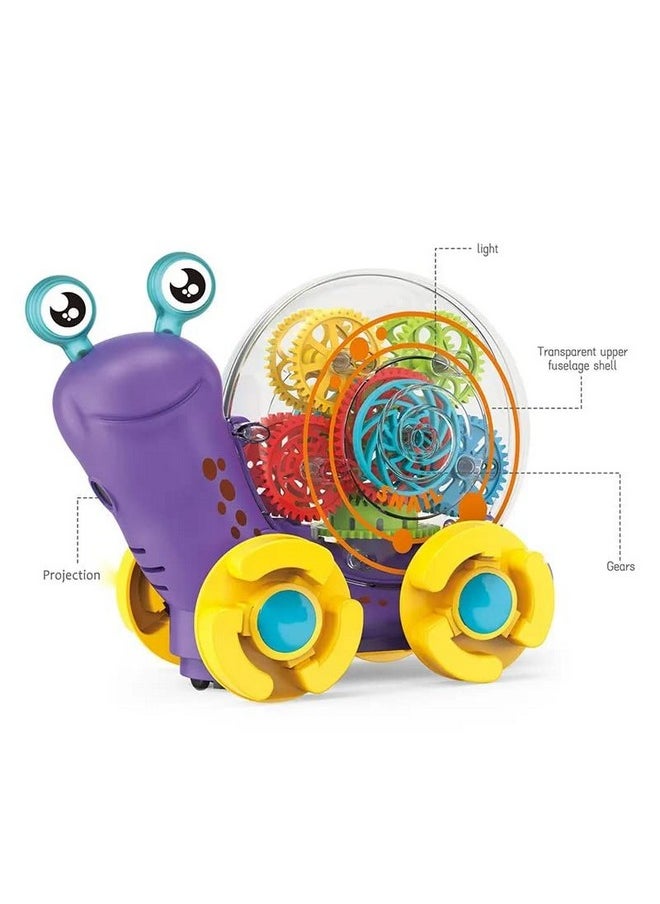 Kiti Kits KITI KITS Transparent Gear Snail Toys 360 Degree Rotating Musical Flashing Light Projection Snail Car Toys for Children  - Image 3