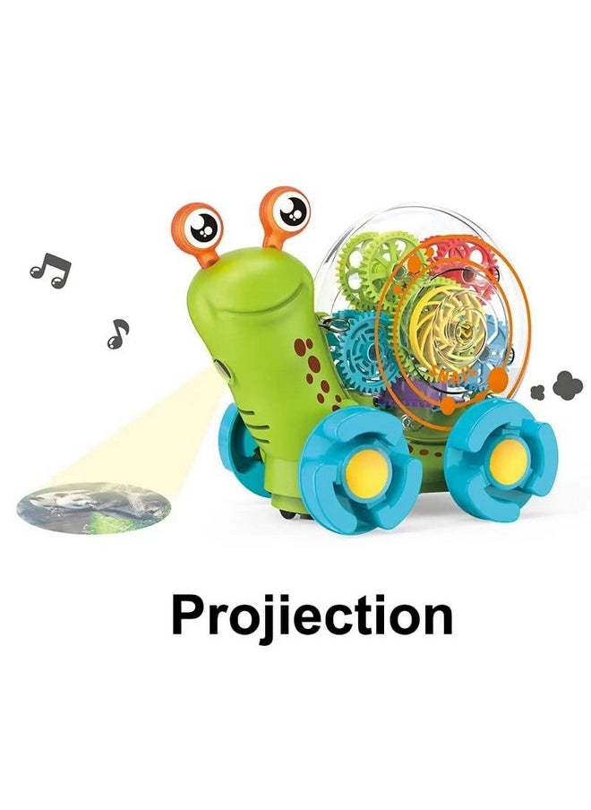 Kiti Kits KITI KITS Transparent Gear Snail Toys 360 Degree Rotating Musical Flashing Light Projection Snail Car Toys for Children  - Image 4