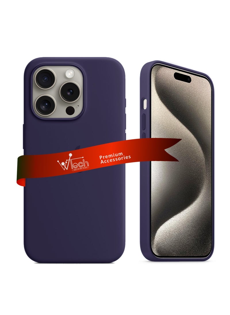 Wtech Soft Liquid Silicone Case Cover With MagSafe For Apple iPhone 15 Pro 2023 Elderberry  - Image 1