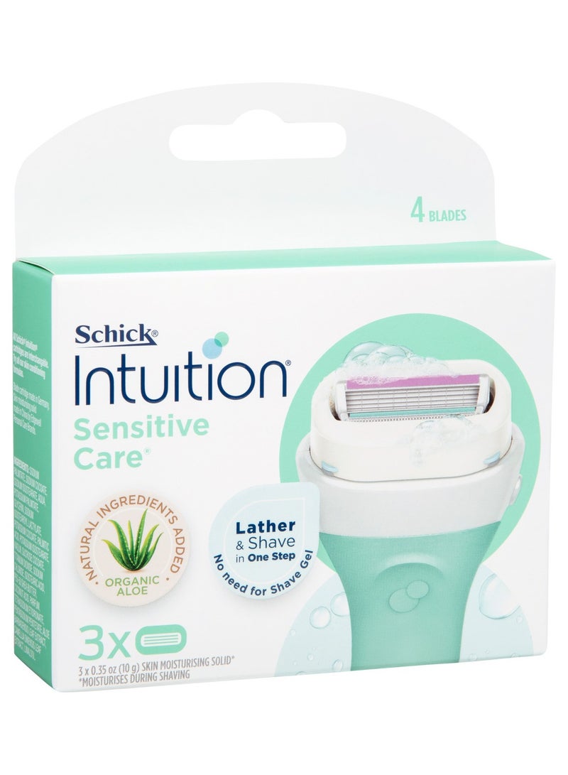 3-Piece Intuition Razor Refill Razor Moisturizing Sensitive Skin Care Set Multicolour 10g