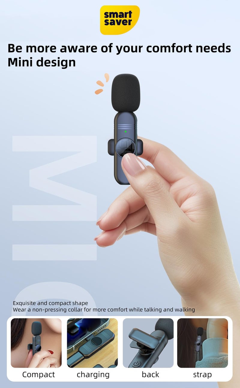 Smart Saver 2 Pack Professional Wireless Lavalier Microphone for iPhone iPad(iPhone 14 and Below), Plug-Play Clip on Mic for YouTube, Recording, Vlog, Facebook Live - Image 5