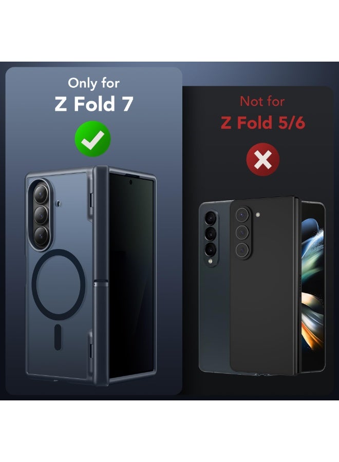 موبوسي جراب لهاتف سامسونج جالاكسي زد فولد 7 مع واقي شاشة الخصوصية، [حامل خفي ومغناطيس مدمج متوافق مع MagSafe وحماية كاملة للمفصل] غطاء مقاوم للصدمات، لون أسود - Image 5