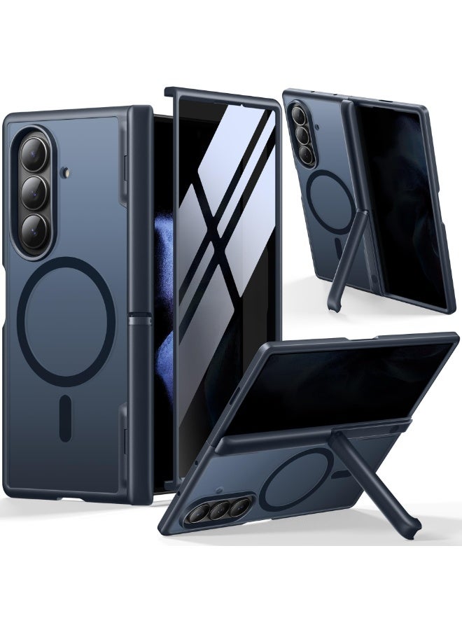 موبوسي جراب لهاتف سامسونج جالاكسي زد فولد 7 مع واقي شاشة الخصوصية، [حامل خفي ومغناطيس مدمج متوافق مع MagSafe وحماية كاملة للمفصل] غطاء مقاوم للصدمات، لون أسود - Image 1