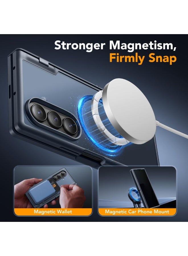 موبوسي جراب لهاتف سامسونج جالاكسي زد فولد 7 مع واقي شاشة الخصوصية، [حامل خفي ومغناطيس مدمج متوافق مع MagSafe وحماية كاملة للمفصل] غطاء مقاوم للصدمات، لون أسود - Image 4