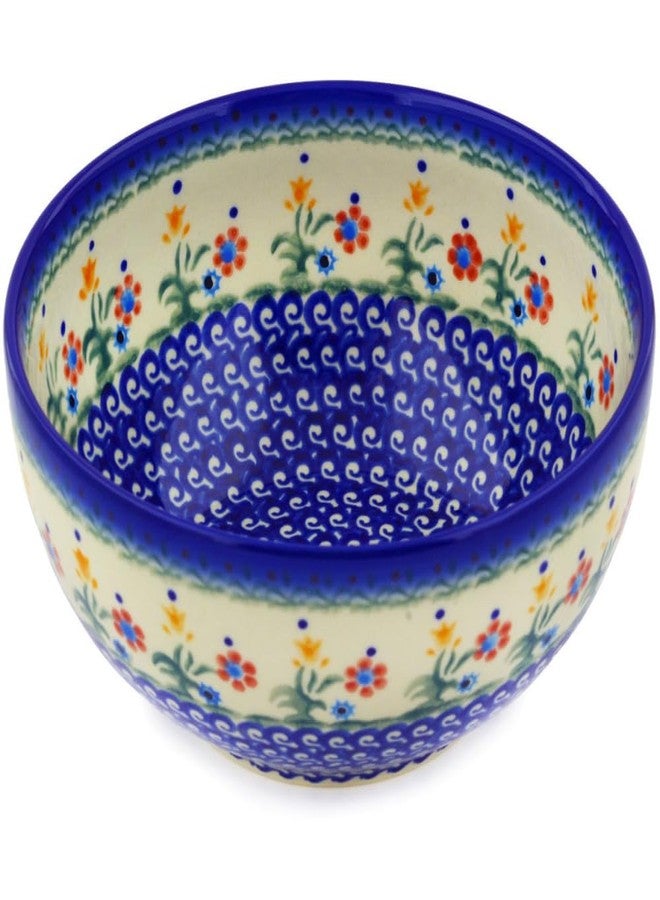 Polmedia Polish Pottery Bowl 7-inch - Spring Flowers Pattern Handmade in Boleslawiec Poland by Ceramika Bona + Certificate of Authenticity - Image 1