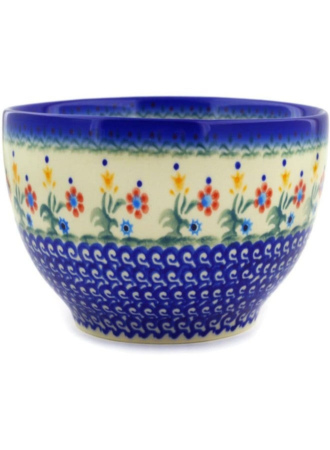Polmedia Polish Pottery Bowl 7-inch - Spring Flowers Pattern Handmade in Boleslawiec Poland by Ceramika Bona + Certificate of Authenticity - Image 3