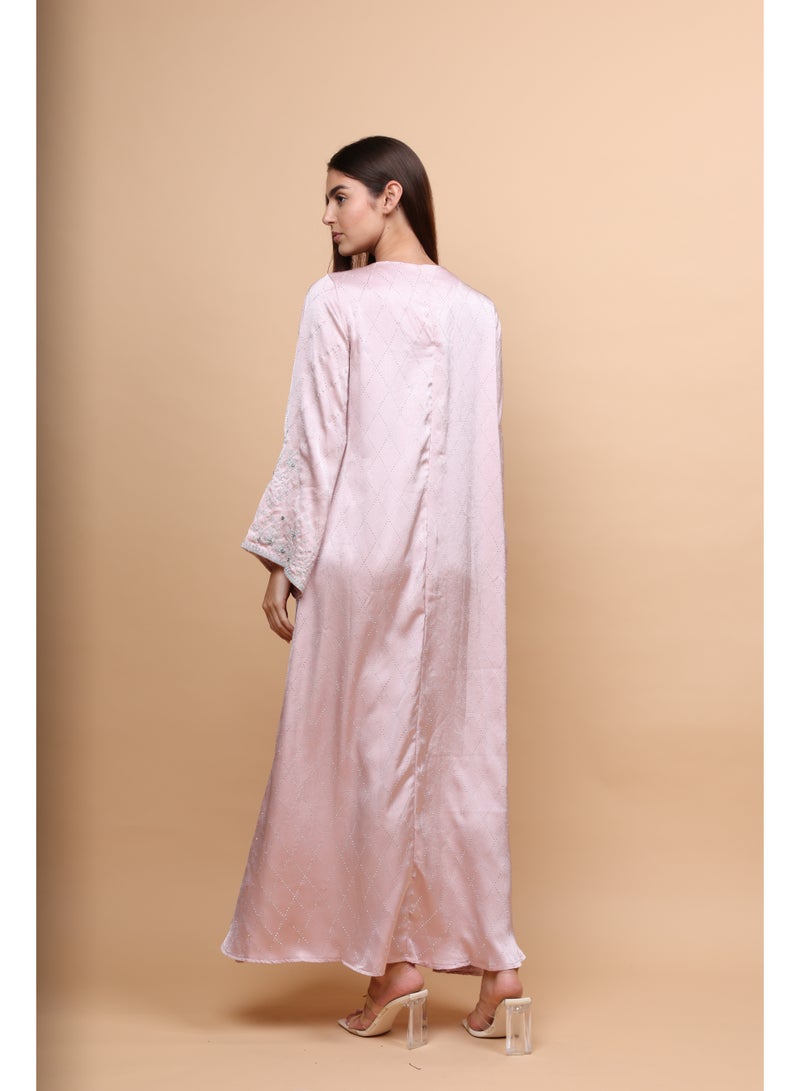 IKKXA Elegant Embroidery Crystals Beaded Jalabiya - Image 4