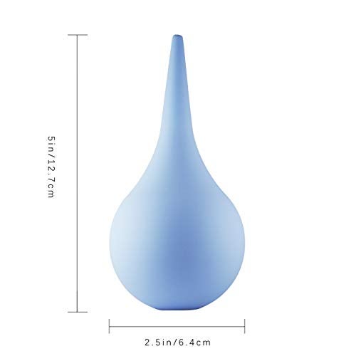 JIESI Rubber Suction Ear Syringe,90ml Hand Bulb Syringe Ear Washing Squeeze Bulb-Blue - Image 2