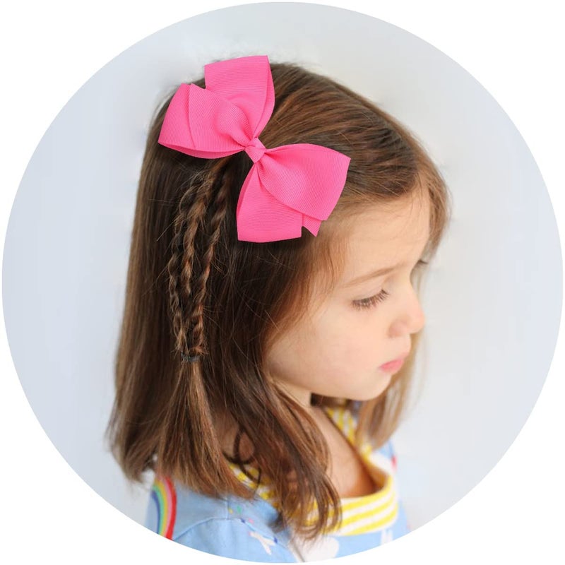 WillingTee 40 Colors Hair Bows for Fine Hair Big 5 Inch Grosgrain Ribbon Hair Bow Alligator Clips for Baby Girls Infants Toddlers Children - Image 5