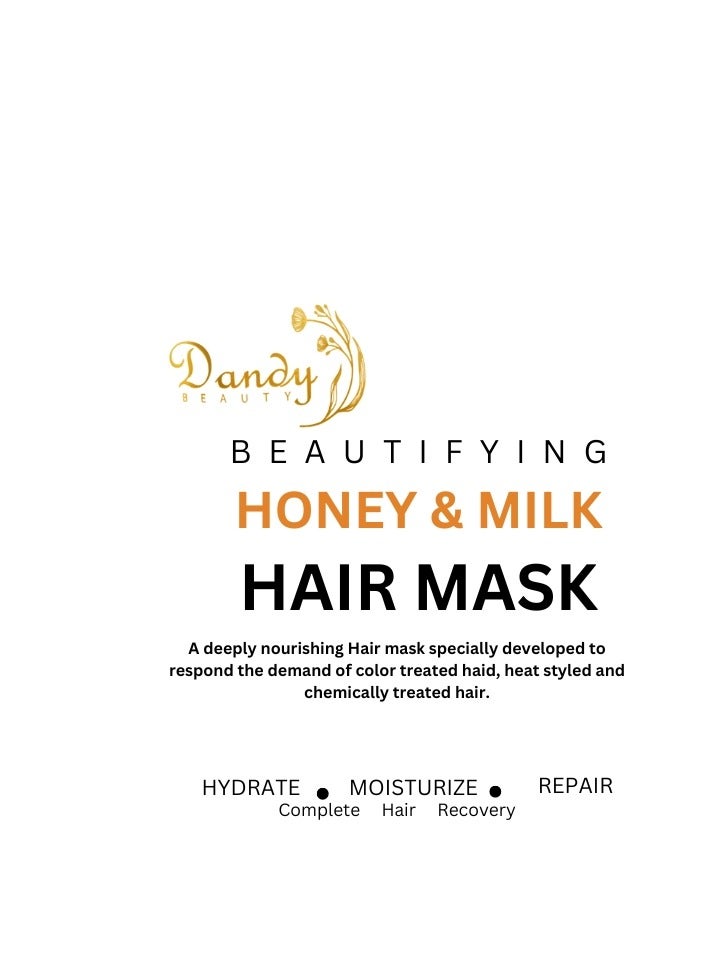 Dandy Beauty Hair Mask HONEY & MILK 1000g Deep Conditioning and Repair Treatment for Smooth, Hydrated Hair, Complete hair recovery - Image 2
