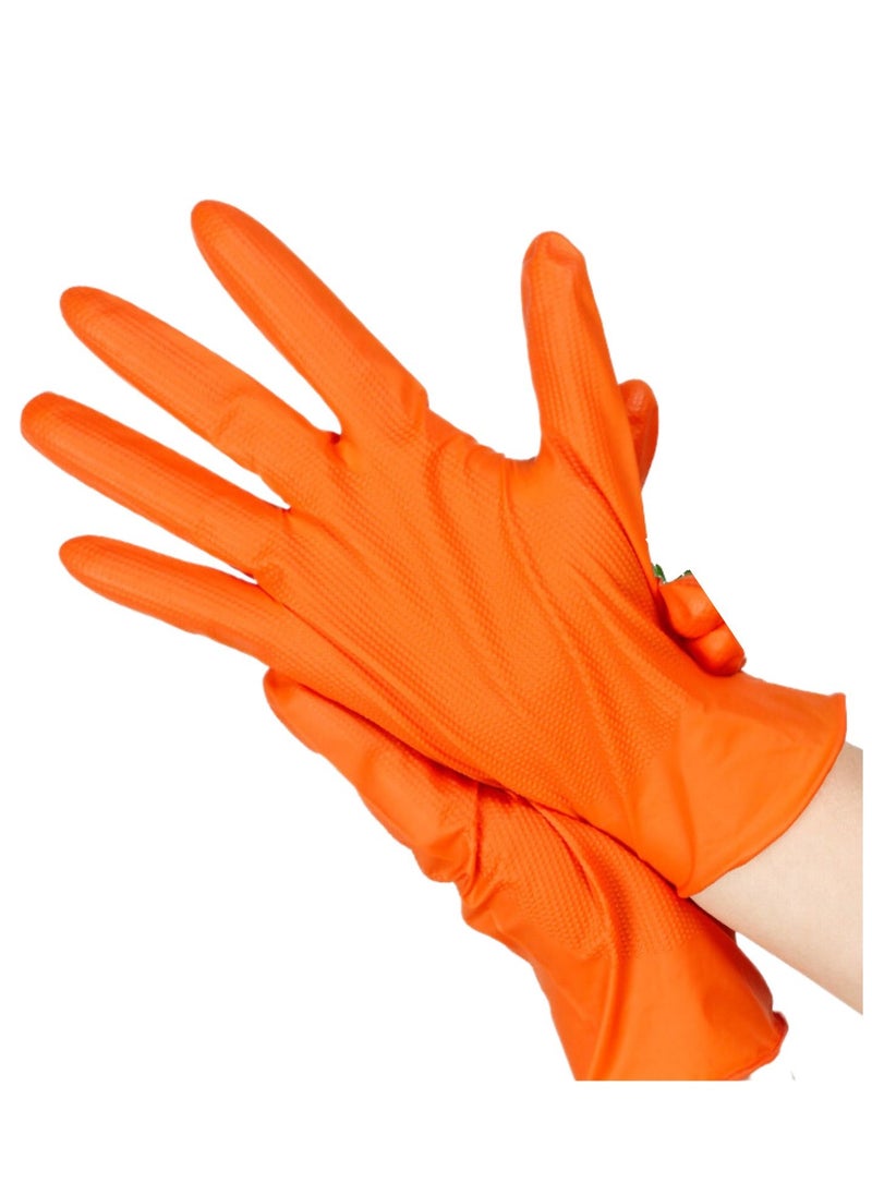 Zalcoon Orange Nitrile Gloves,Industrial Disposable Gloves Latex free, Powder Free,Mechanic Gloves,Diamond Texture  - Image 1