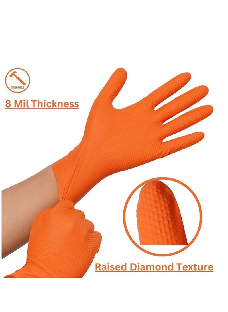 Zalcoon Orange Nitrile Gloves,Industrial Disposable Gloves Latex free, Powder Free,Mechanic Gloves,Diamond Texture  - Image 4