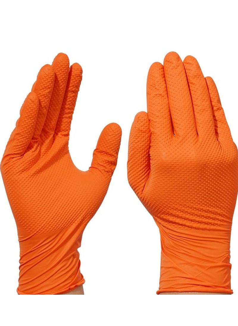 Zalcoon Orange Nitrile Gloves,Industrial Disposable Gloves Latex free, Powder Free,Mechanic Gloves,Diamond Texture  - Image 2