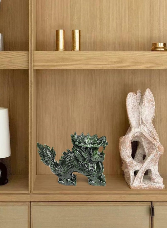gemshan Dragon Jade Statue Gift - 5.3 Inch Chinese Zodiac Sculpture, Feng Shui Art Piece for Shelf Display - Image 3