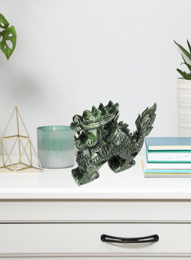 gemshan Dragon Jade Statue Gift - 5.3 Inch Chinese Zodiac Sculpture, Feng Shui Art Piece for Shelf Display - Image 4