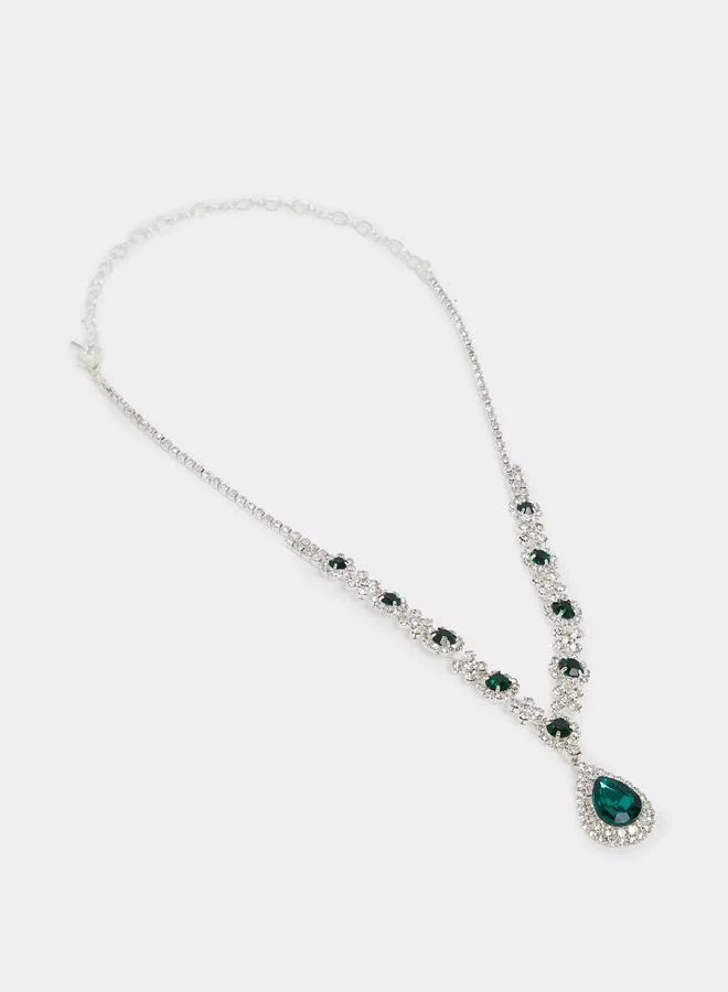 Styli Styli Emerald Green Crystal Y Necklace