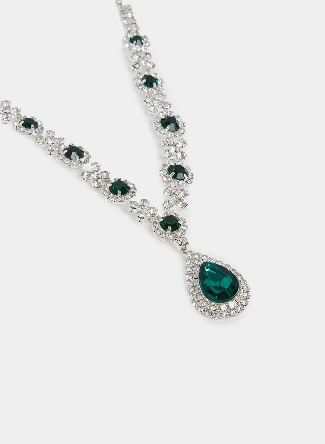 Styli Styli Emerald Green Crystal Y Necklace