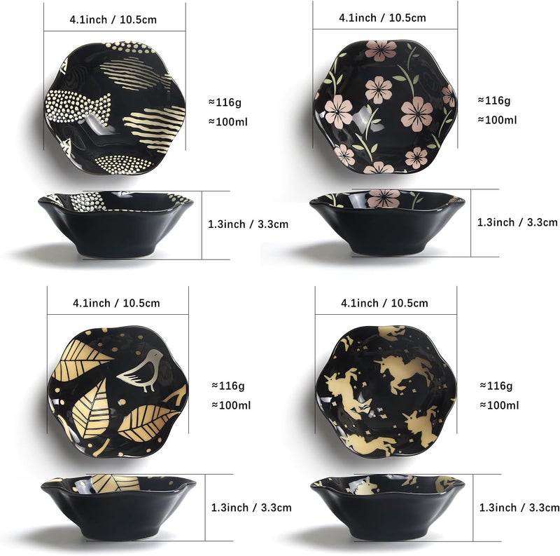 AYFDISHS 4 Inch Ceramic Dipping Bowls Side Dishes Soy Sauce Dishes ChineseJapanese Serving Dishes for Sushi Appetizer Plates for Kitchen Home Set of 4 White - Image 2
