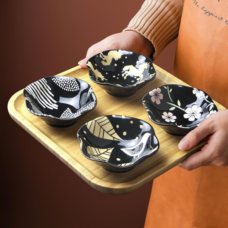 AYFDISHS 4 Inch Ceramic Dipping Bowls Side Dishes Soy Sauce Dishes ChineseJapanese Serving Dishes for Sushi Appetizer Plates for Kitchen Home Set of 4 White - Image 4