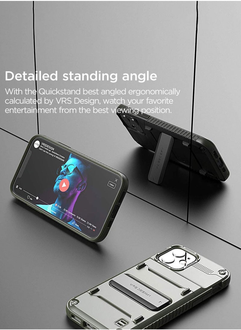 VRS Design Quick Stand for iPhone 12 / 12 PRO Case Cover with Kickstand - Green  - Image 4