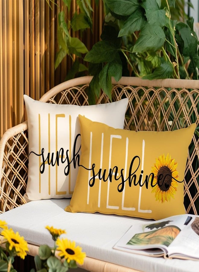 RABUSOFA Hello Sunshine Sunflower Spring Summer Throw Pillow Covers,12x20 Inch Quote Yellow Farmhouse Lumbar Decorative Cushion Case Decoration for Sofa Couch Single - Image 3