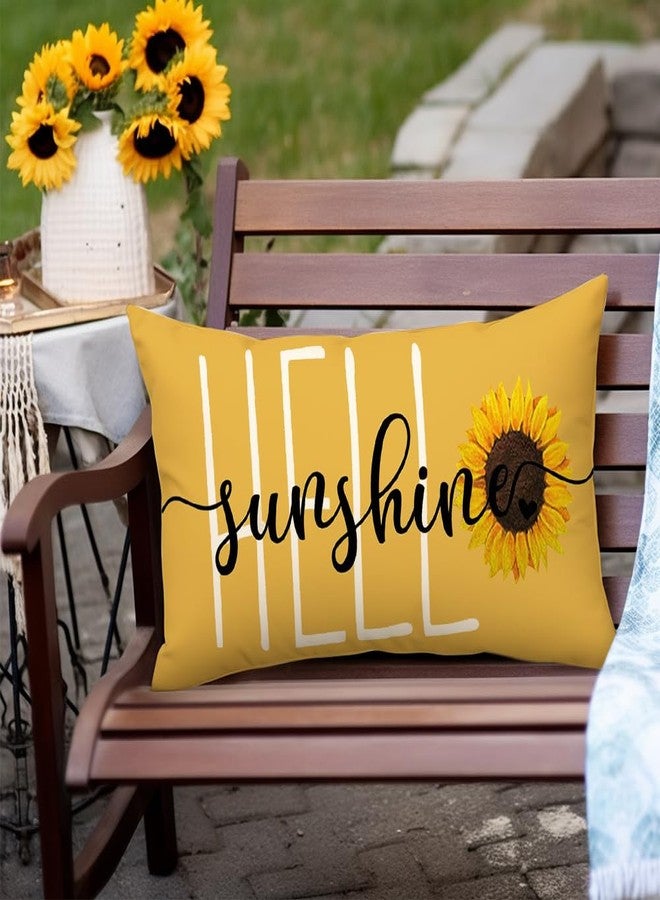 RABUSOFA Hello Sunshine Sunflower Spring Summer Throw Pillow Covers,12x20 Inch Quote Yellow Farmhouse Lumbar Decorative Cushion Case Decoration for Sofa Couch Single - Image 5