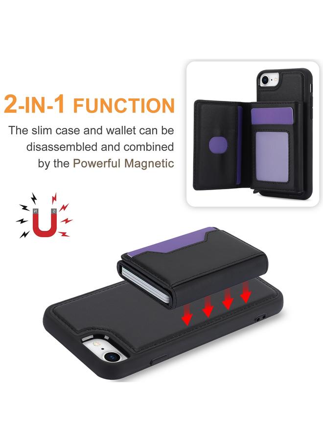 اس-توب جراب هاتف جلدي مضاد للسرقة وقابل للفصل مع بطاقة RFID لهاتف iPhone SE 2022 / 2020 / 8 / 7 - Image 2