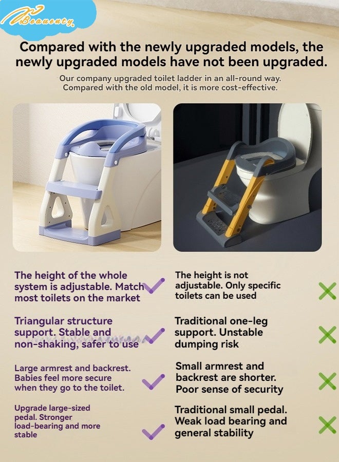 Beauenty Foldable Toilet Training Seat With Adjustable Step Stool Ladder - Image 3