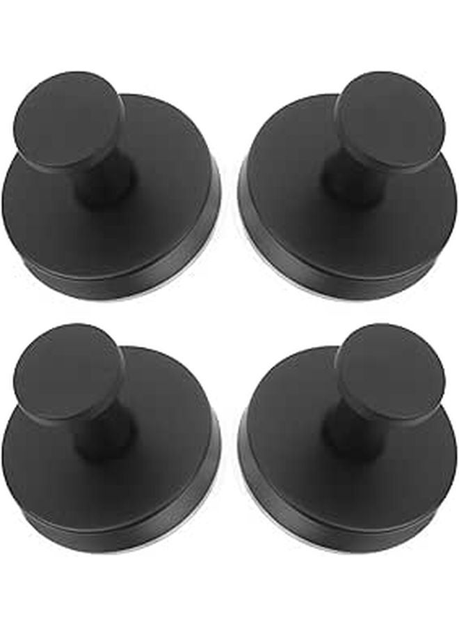 4Pcs Black Stainless Steel Suction Cup Wall Hooks Heavy Duty No Drill Bathroom Kitchen - Image 1