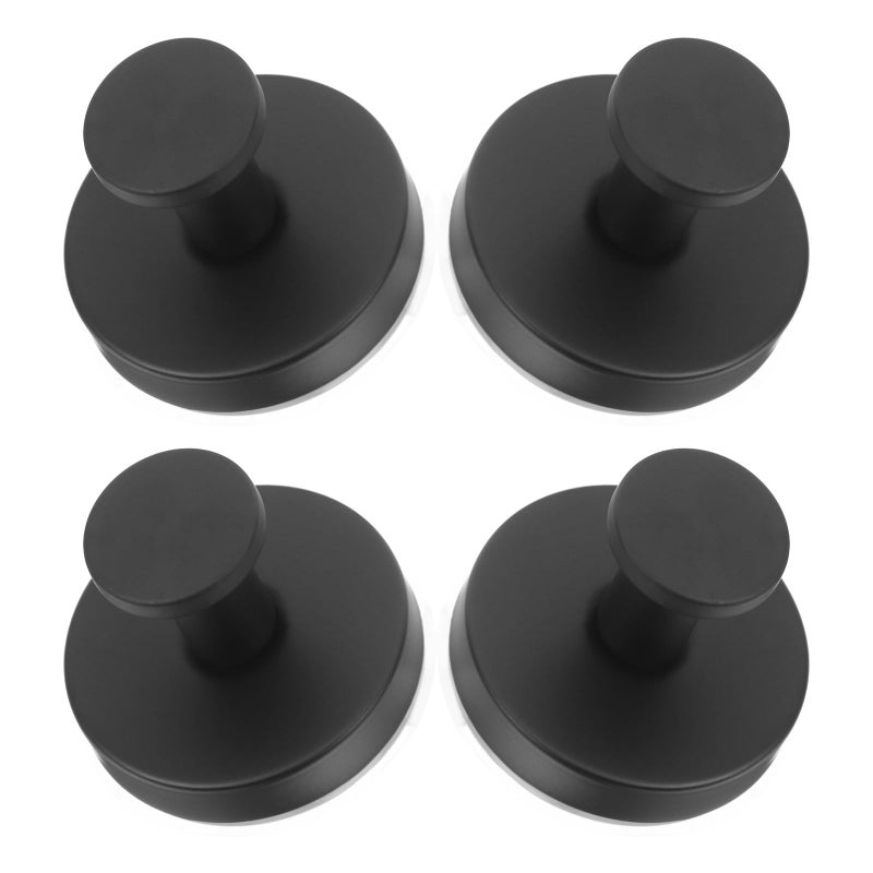 4Pcs Black Stainless Steel Suction Cup Wall Hooks Heavy Duty No Drill Bathroom Kitchen - Image 2